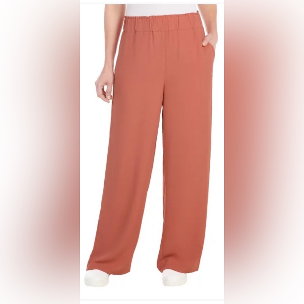 Hilary Radley high rise crinkle fluid dusty coral pants size Large